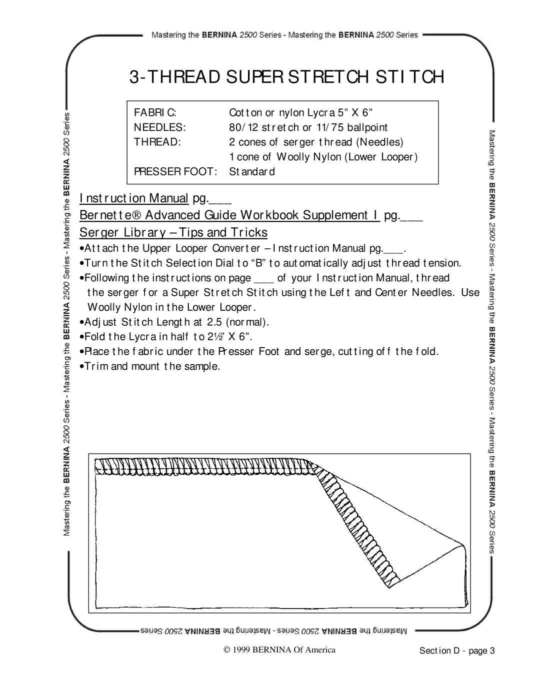 Bernina 2500 manual Thread Super Stretch Stitch 