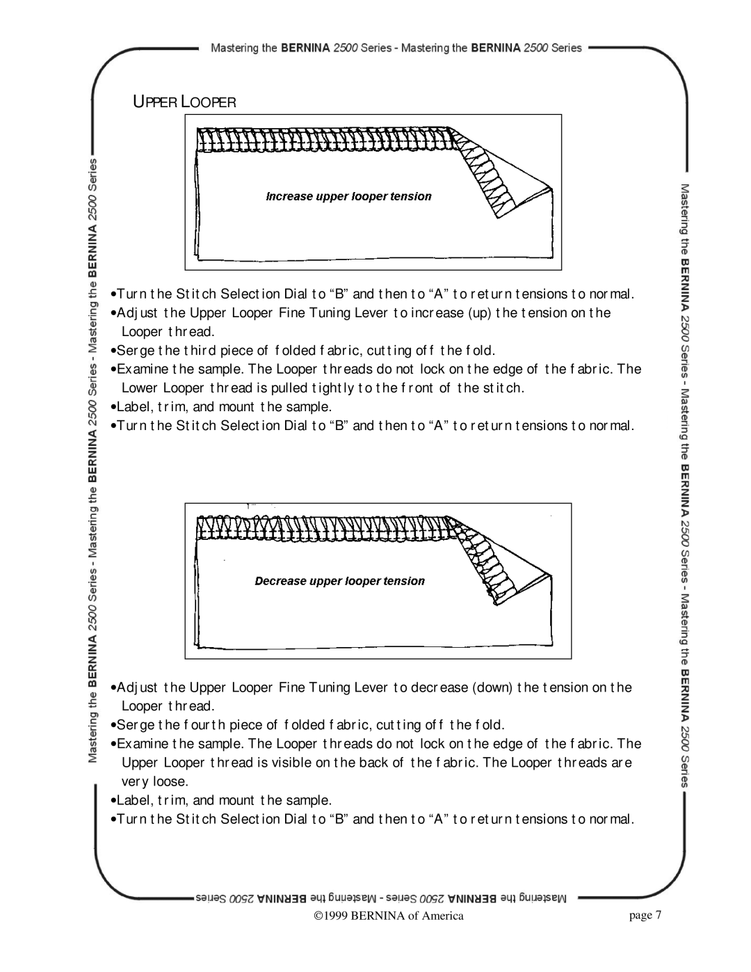 Bernina 2500 manual Upper Looper 