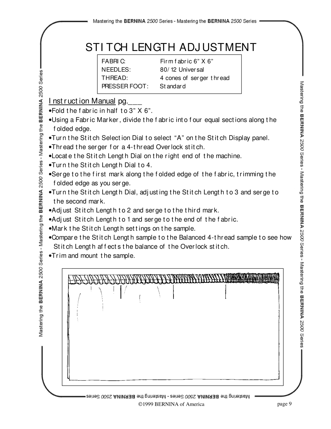 Bernina 2500 manual Stitch Length Adjustment 