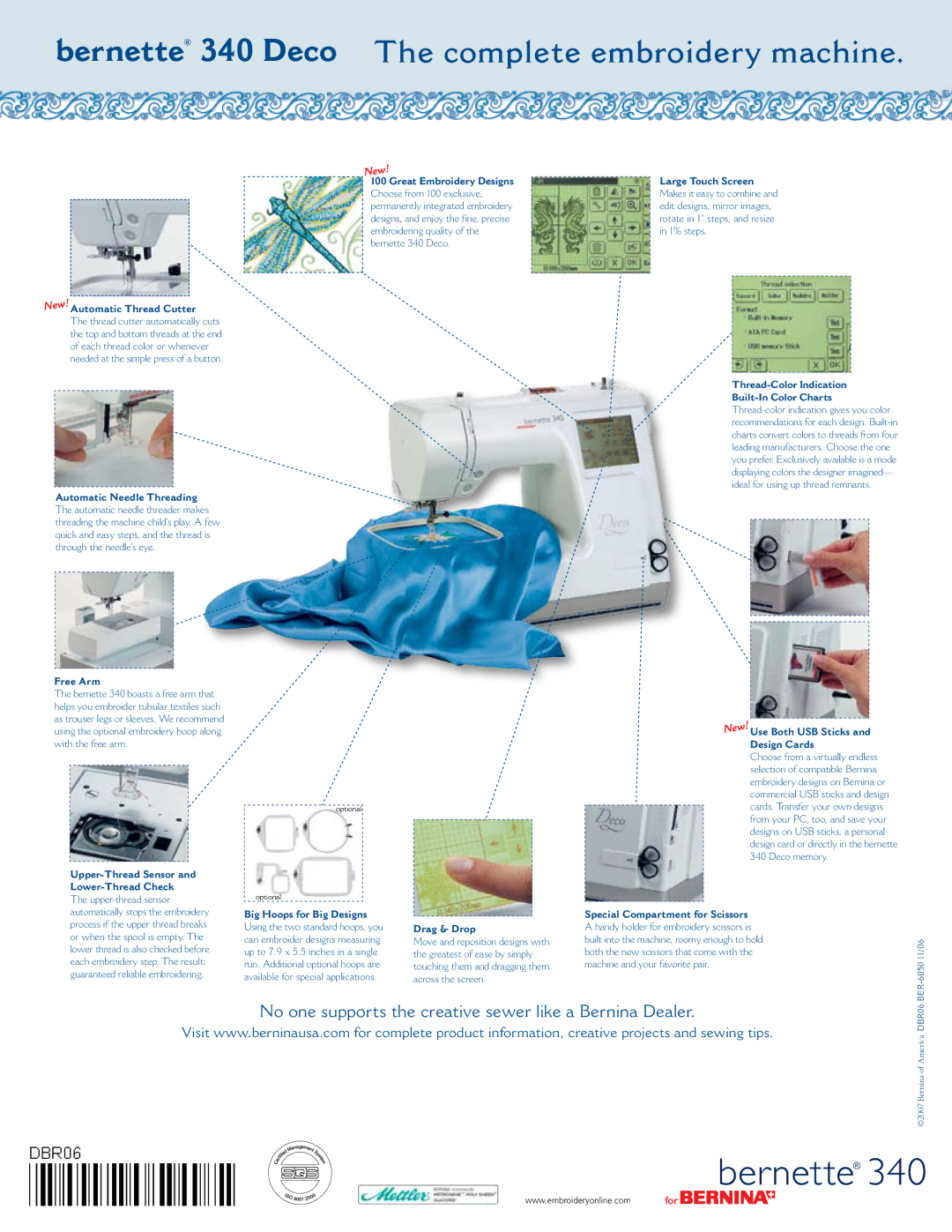 Bernina manual Bernette 340 Deco The complete embroidery machine, New 