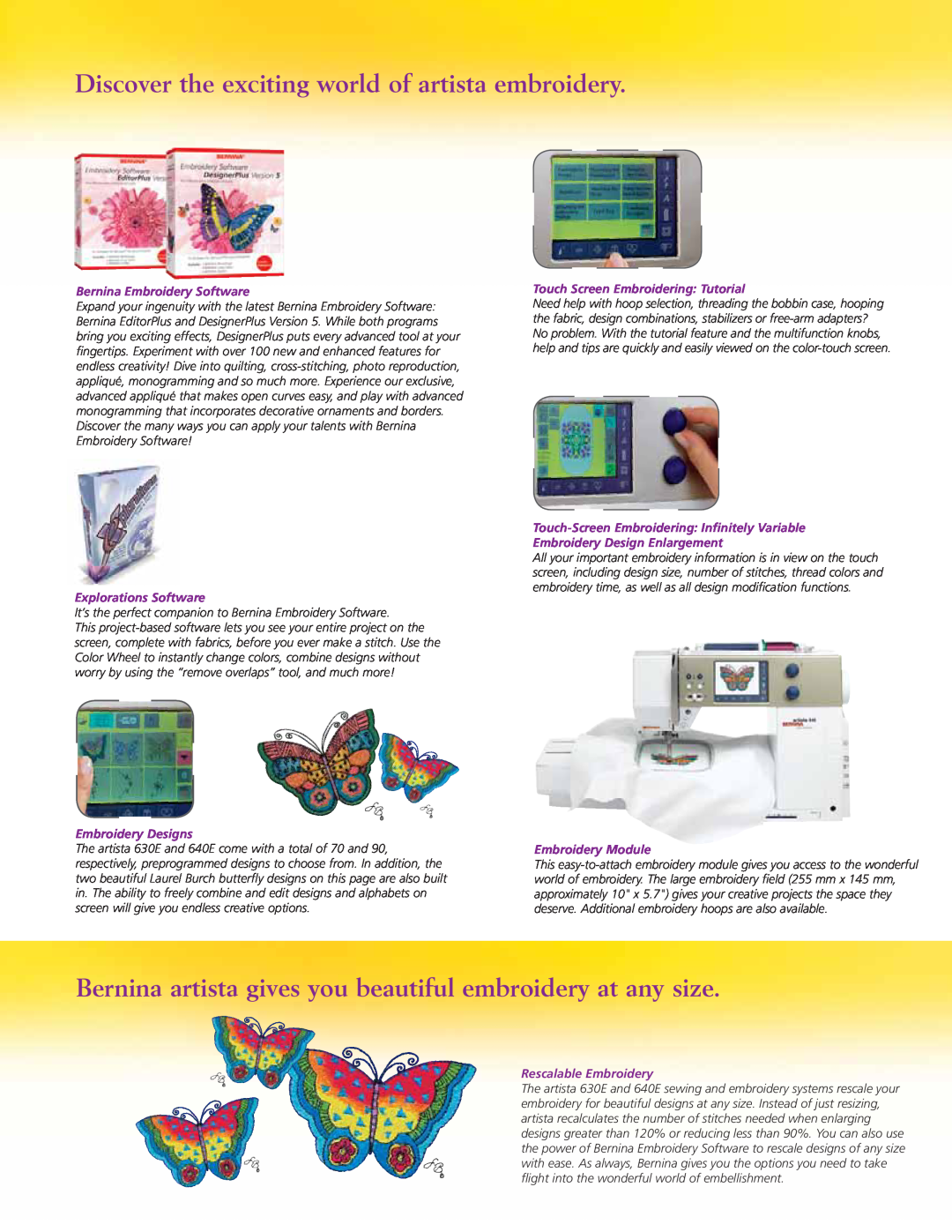 Bernina 630E Explorations Software, It’s the perfect companion to Bernina Embroidery Software, Embroidery Designs 