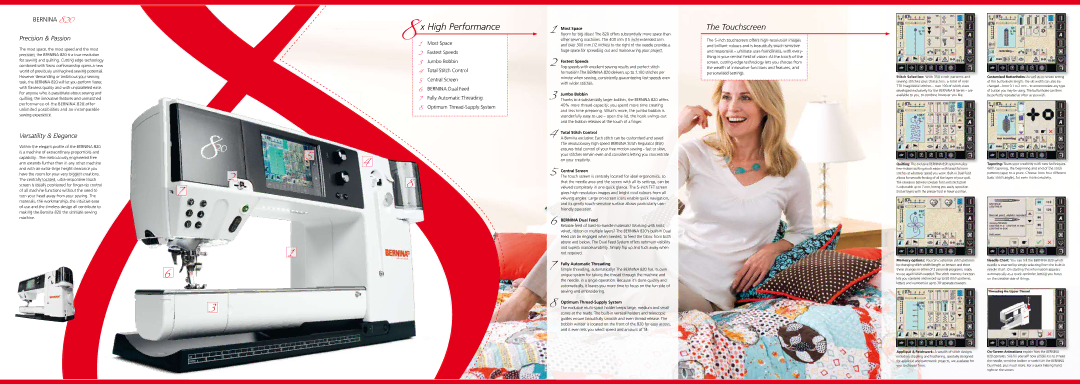 Bernina 820 user manual Precision & Passion, Versatility & Elegance 