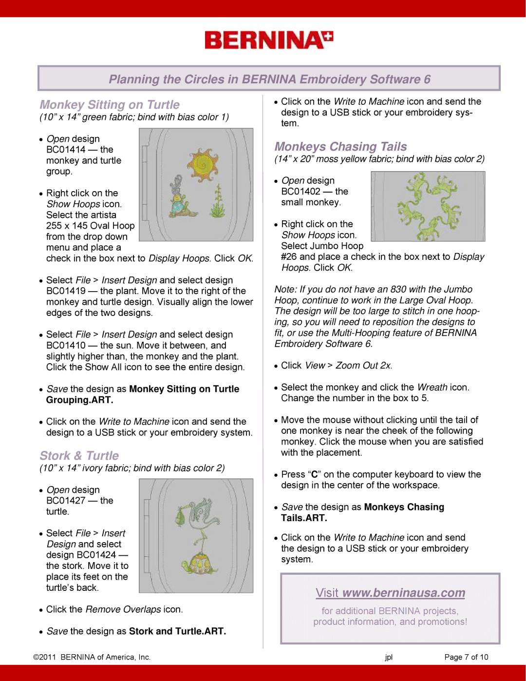 Bernina Baby Accessories manual Planning the Circles in Bernina Embroidery Software, Monkeys Chasing Tails 