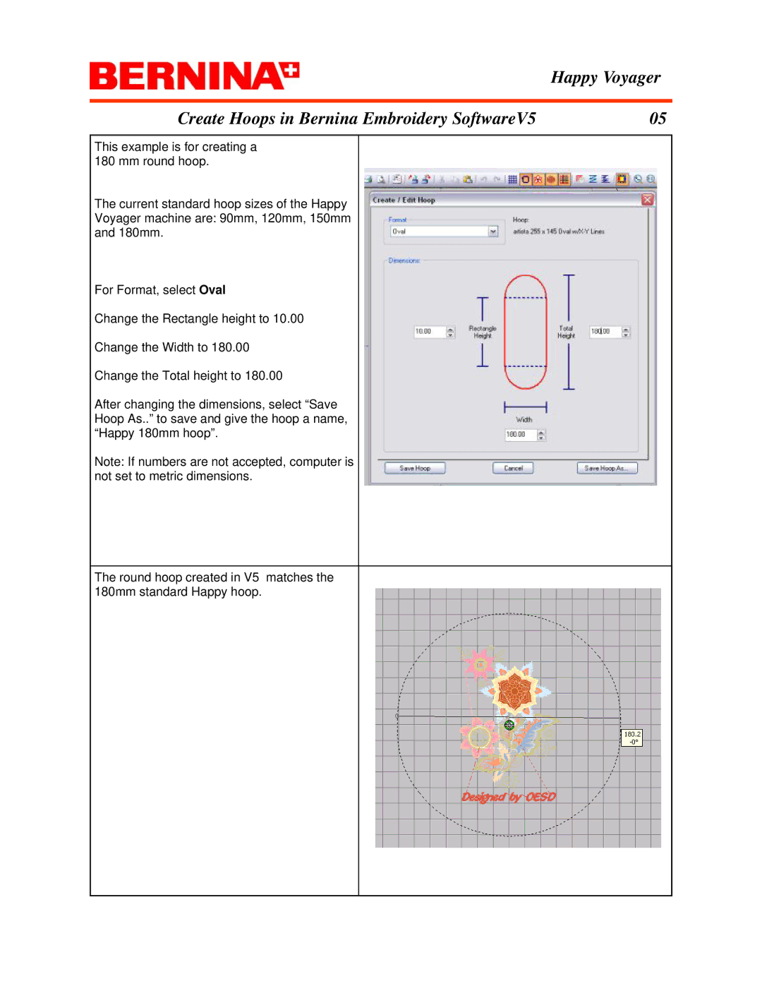 Bernina manual Happy Voyager Create Hoops in Bernina Embroidery SoftwareV5 