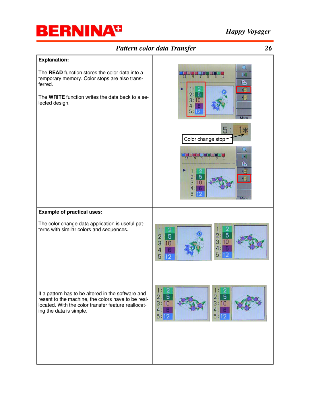 Bernina Happy Voyager manual Explanation, Example of practical uses 