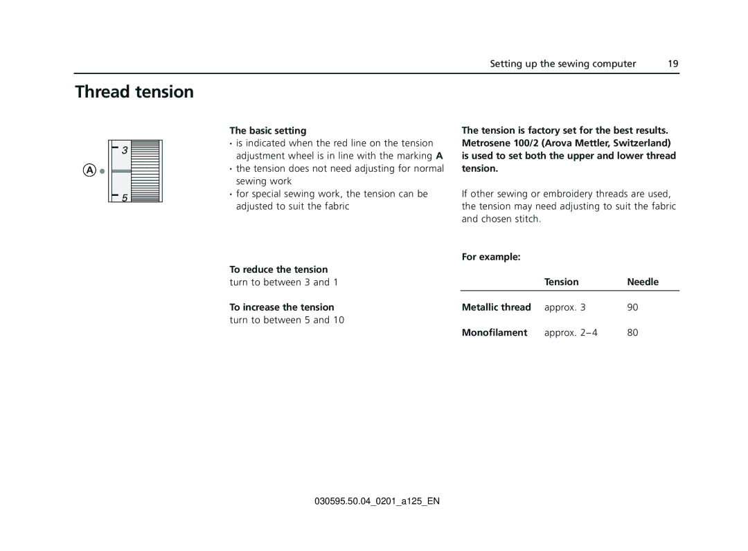 Bernina Sewing Machine manual Thread tension 