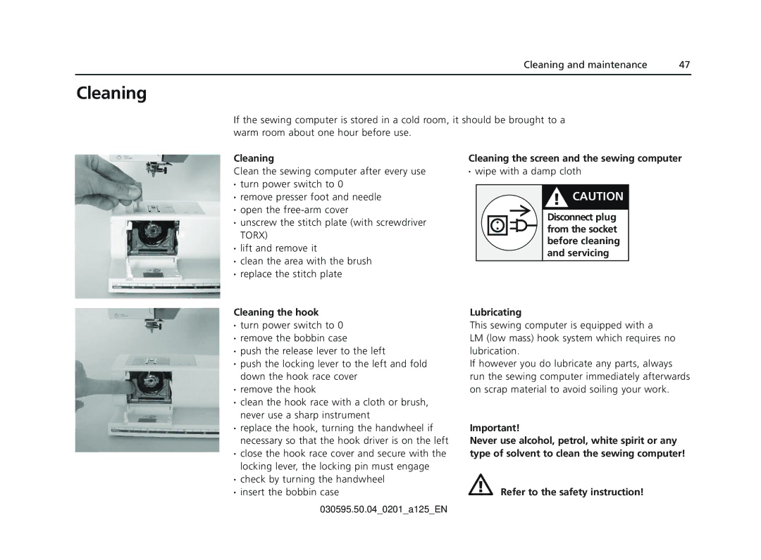 Bernina Sewing Machine manual Cleaning 