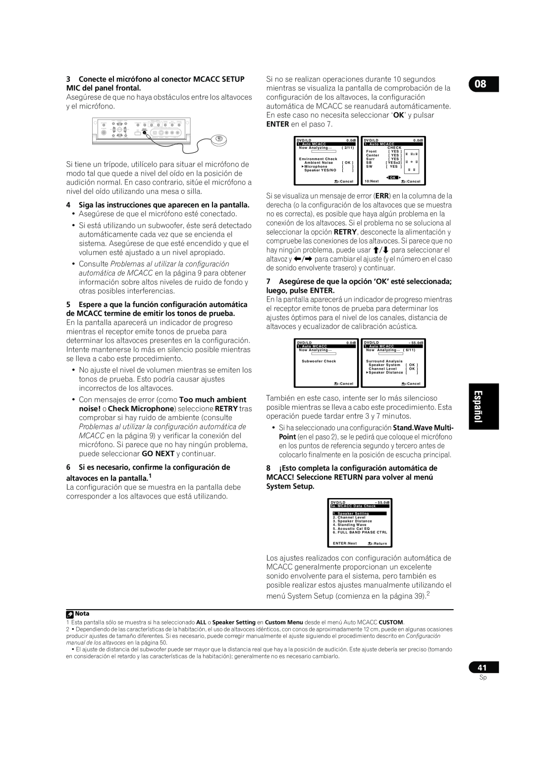 Bernina VSX-LX70, VSX-LX60 manual 6Si es necesario, confirme la configuración de 