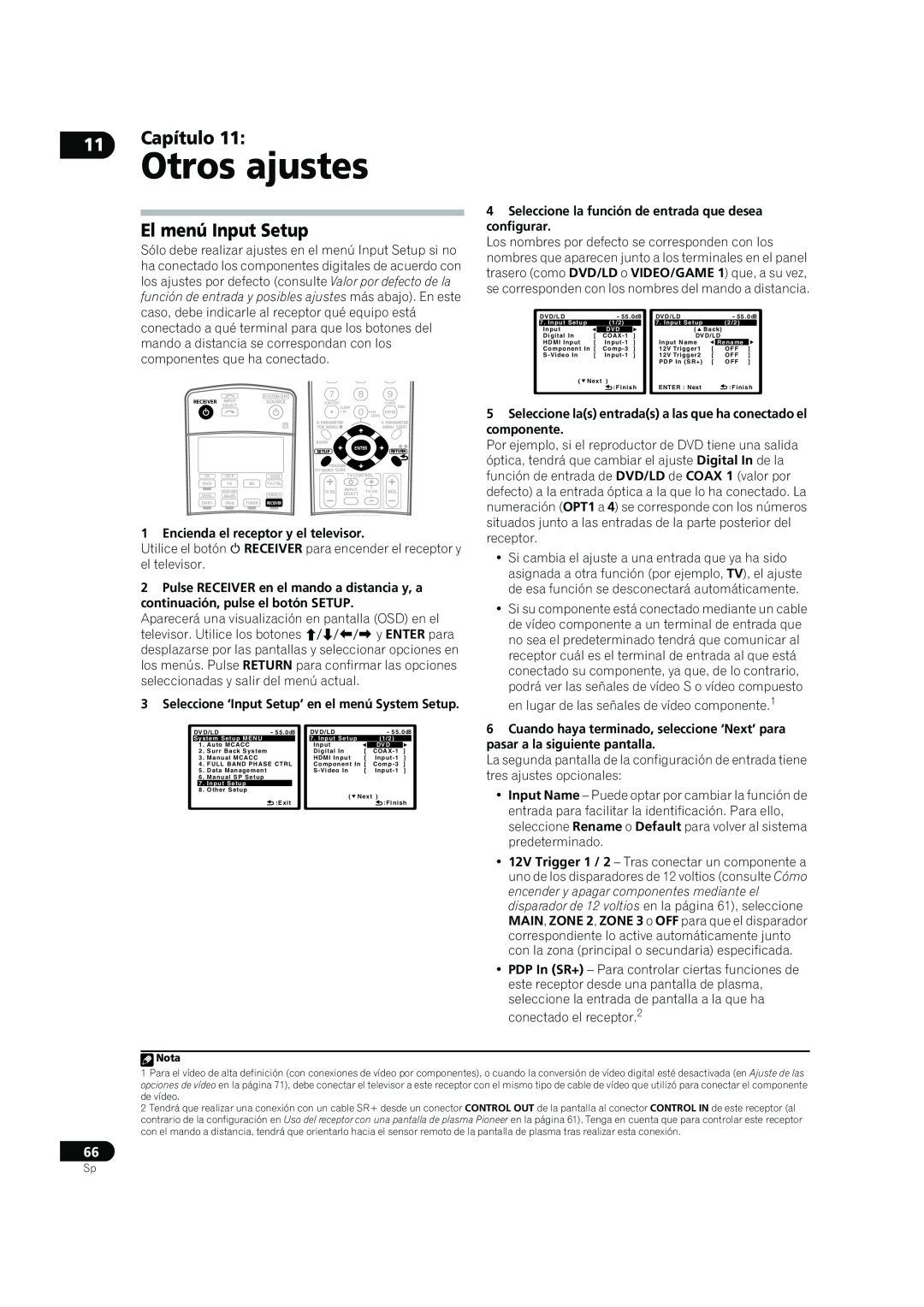 Bernina VSX-LX60, VSX-LX70 manual Otros ajustes, El menú Input Setup, Capítulo 
