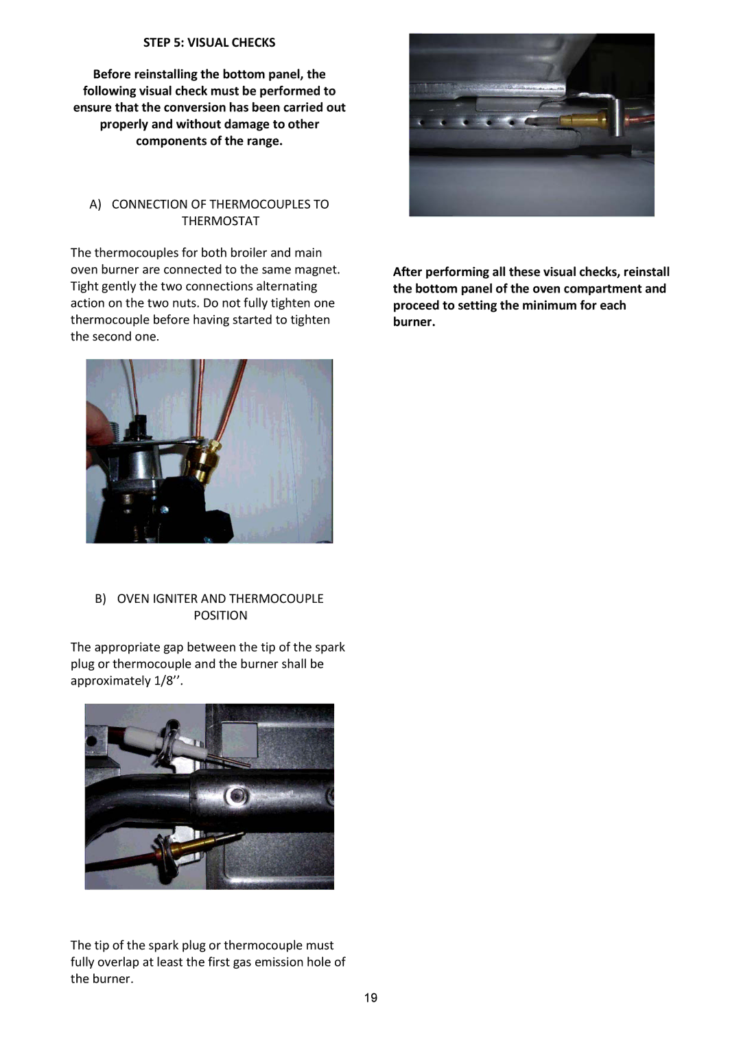 Bertazzoni A304GGVXT, A304GGVXE dimensions Visual Checks, Connection of Thermocouples to Thermostat 