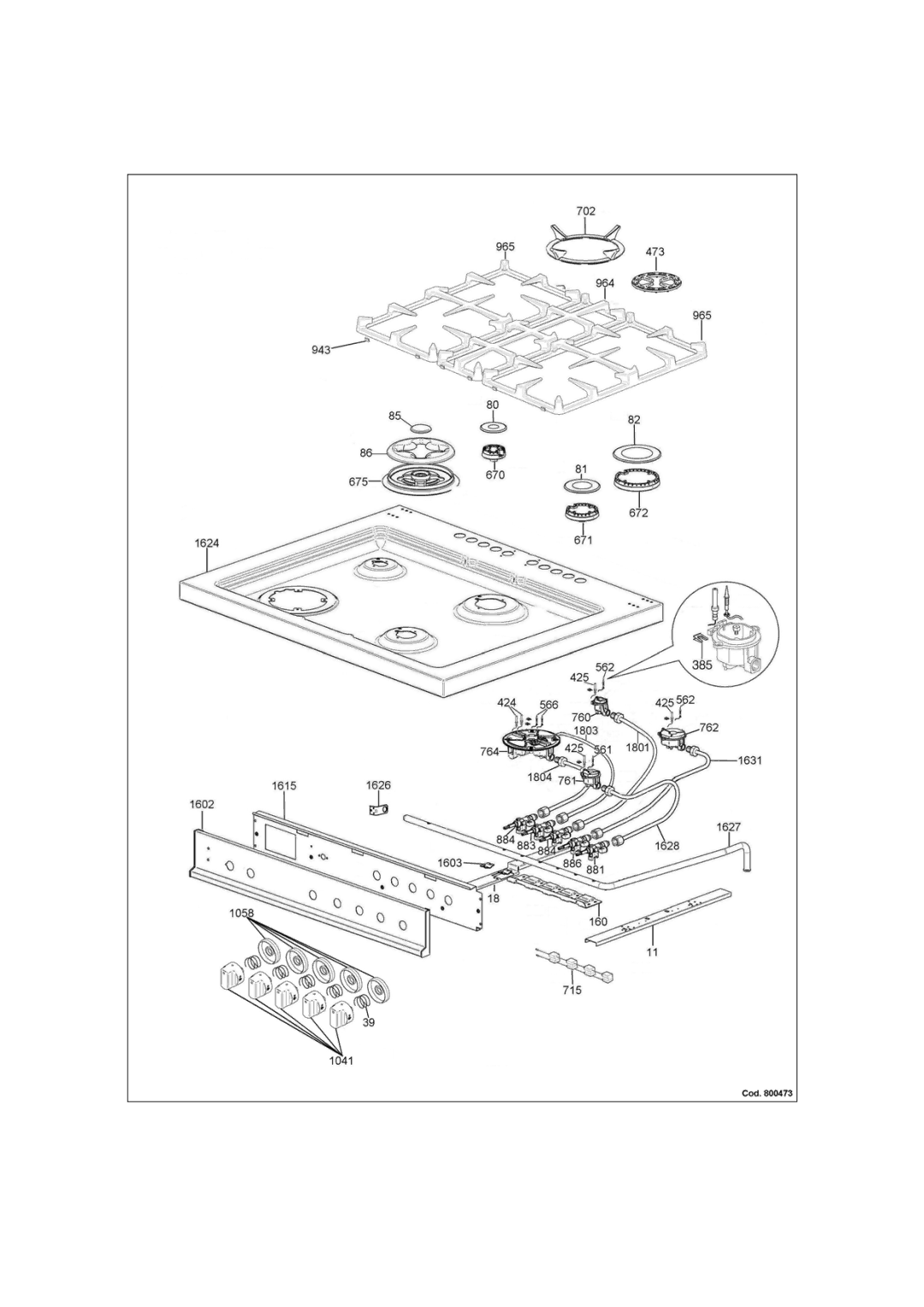 Bertazzoni A304GGVXT, A304GGVXE dimensions 