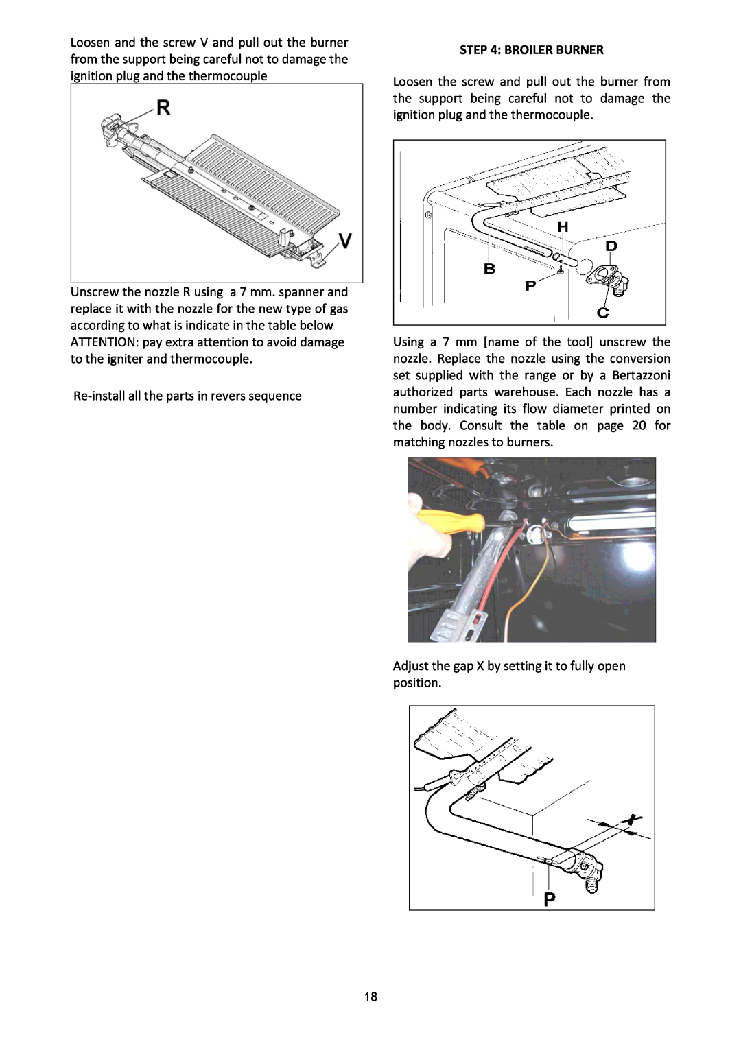 Bertazzoni A304GGVXE/02, A304GGVXT/002 manual Broiler Burner 