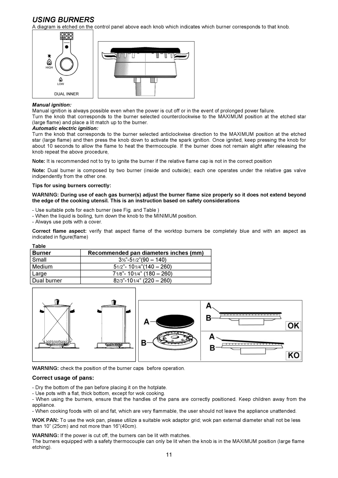 Bertazzoni Z36500X, C36500X, C36600X, Z36600X manual Using Burners, Manual ignition 