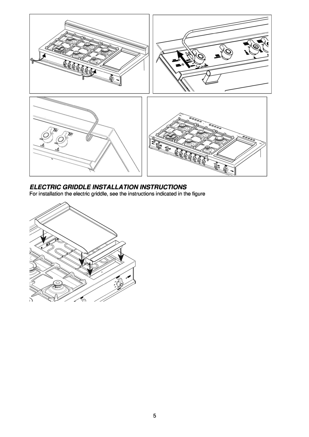 Bertazzoni CTYK..U7X(2,5)A dimensions Electric Griddle Installation Instructions 
