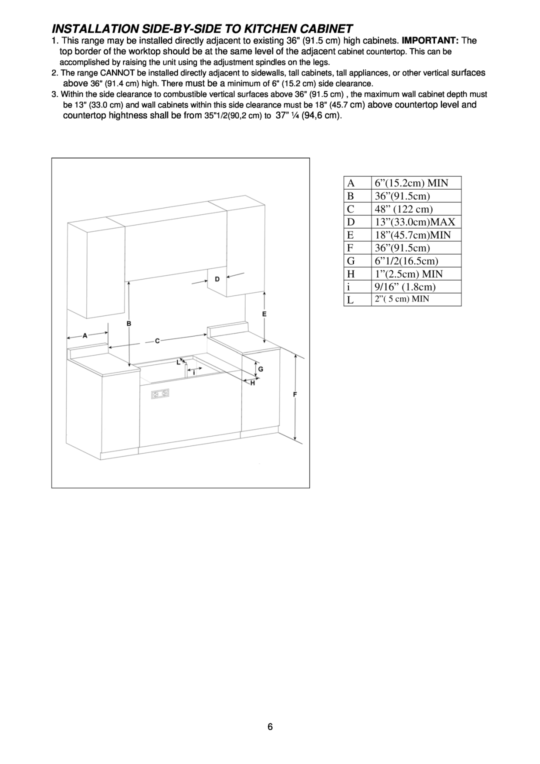 Bertazzoni CTYK..U7X(2,5)A dimensions Installation Side-By-Sideto Kitchen Cabinet 