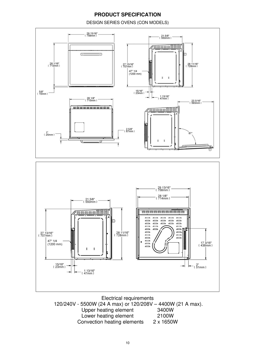 Bertazzoni F30CONXE, F30CONXT, F30PROXT, F30PROXE manual Design Series Ovens CON Models 