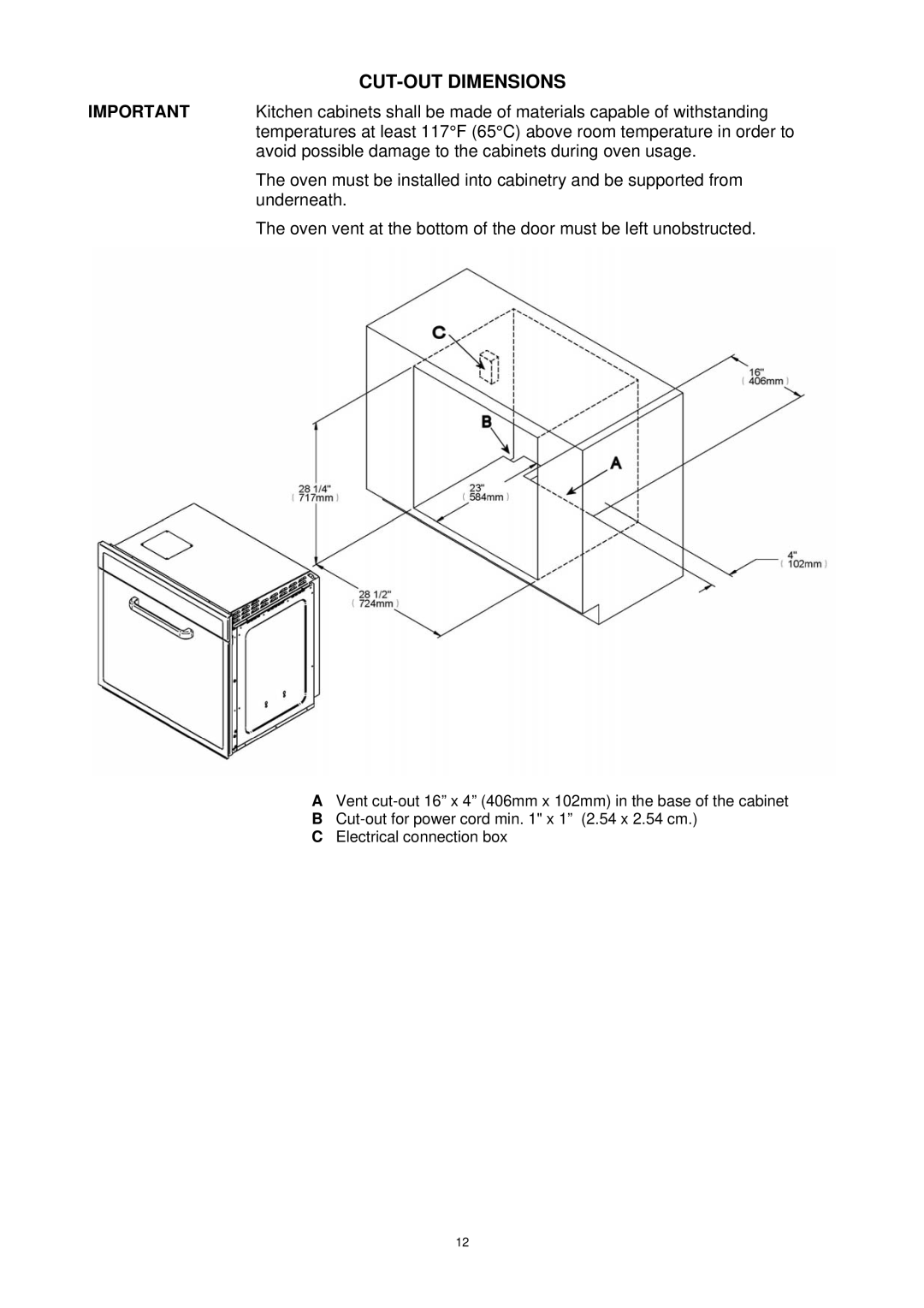 Bertazzoni F30PROXV manual CUT-OUT Dimensions 