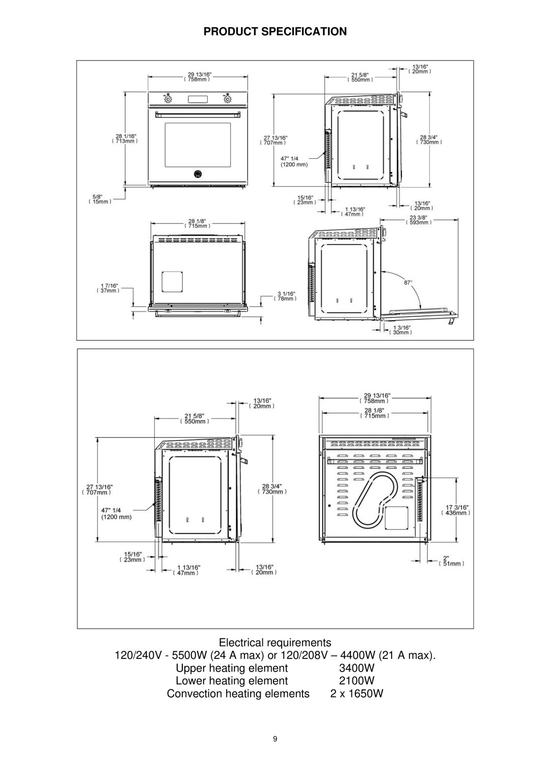 Bertazzoni F30PROXV manual Product Specification 