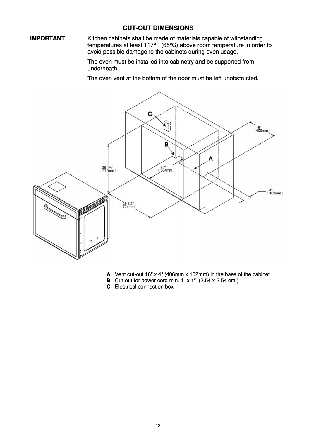 Bertazzoni F30PROXV manual Cut-Outdimensions 