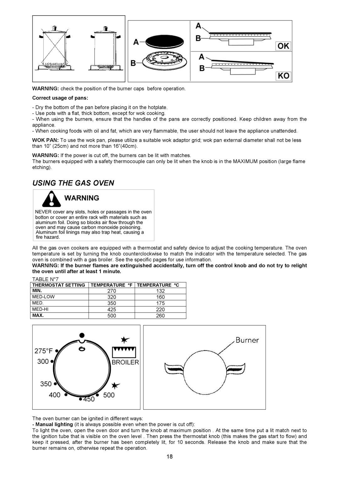 Bertazzoni H304GGVVI, H304GGVCR, H304GGVNE manual Using the GAS Oven, Correct usage of pans 