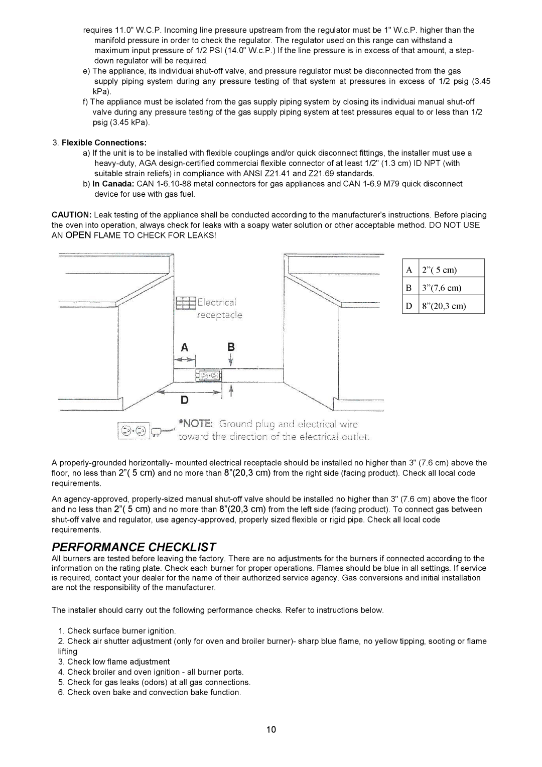 Bertazzoni H48 6G GGV VI, H48 6G GGV NE, H48 6G GGV CR dimensions Performance CHECKLlST 