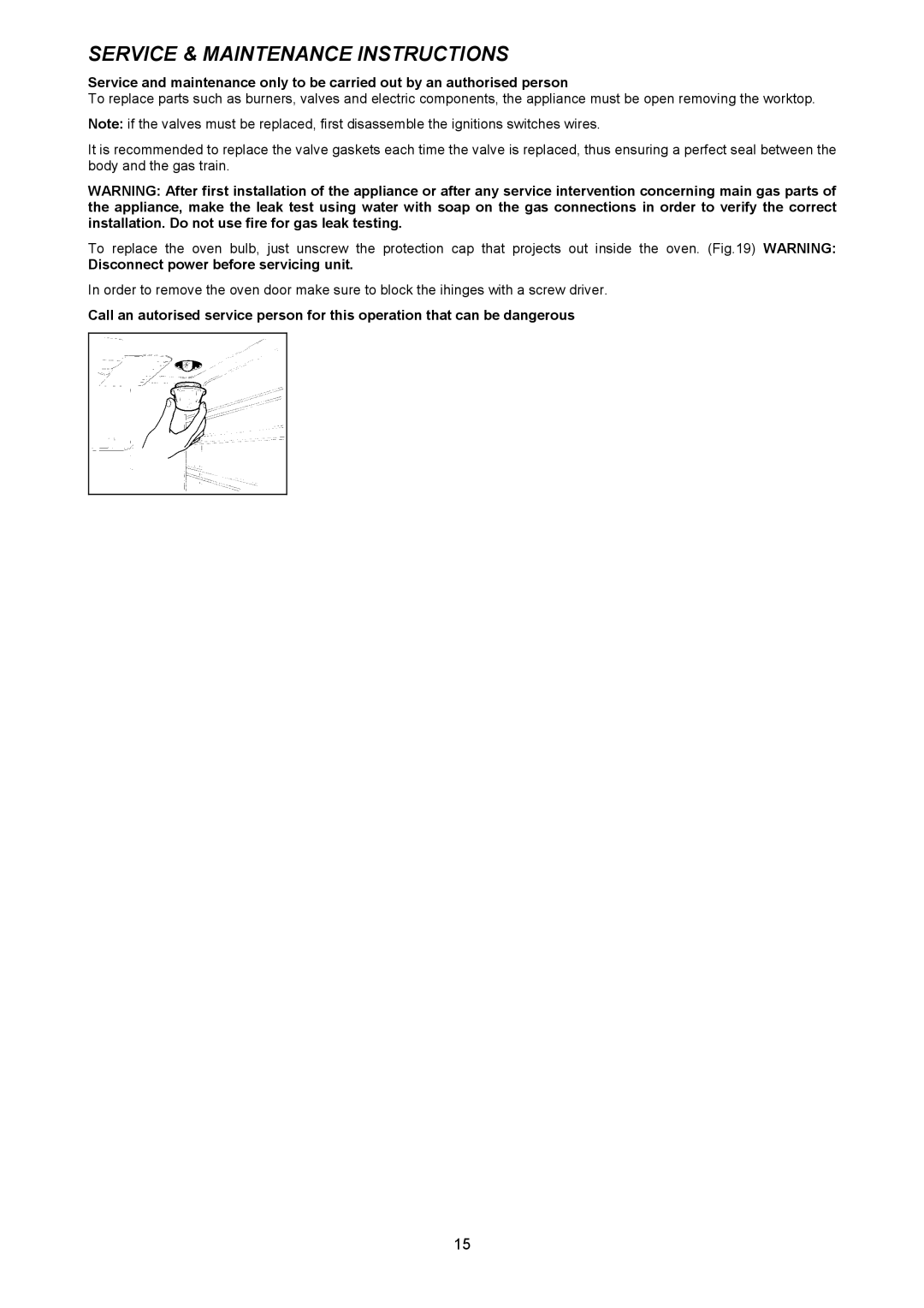 Bertazzoni H48 6G GGV NE, H48 6G GGV VI, H48 6G GGV CR dimensions Service & Maintenance Instructions 