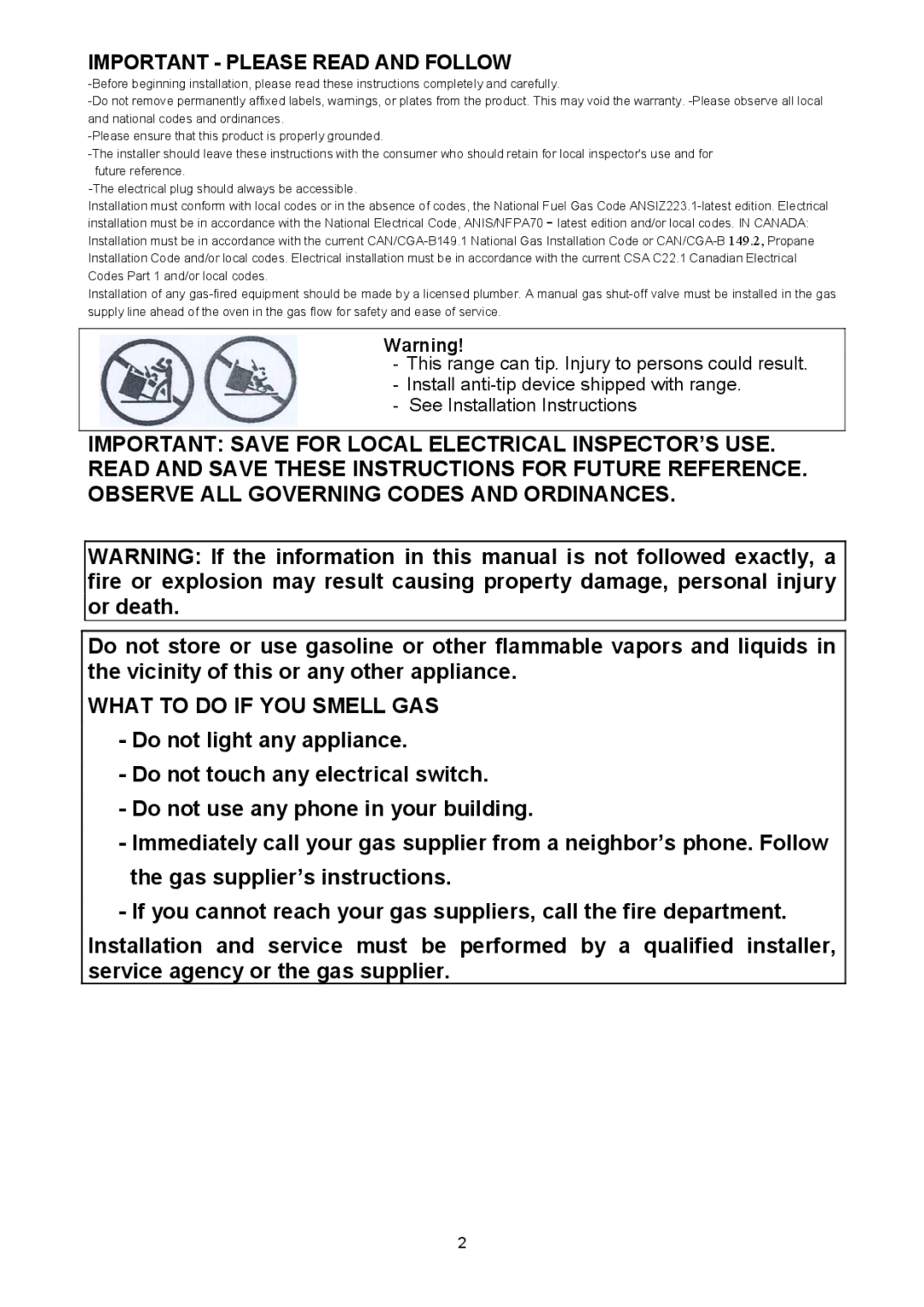 Bertazzoni H48 6G GGV CR, H48 6G GGV NE, H48 6G GGV VI dimensions What to do if YOU Smell GAS 