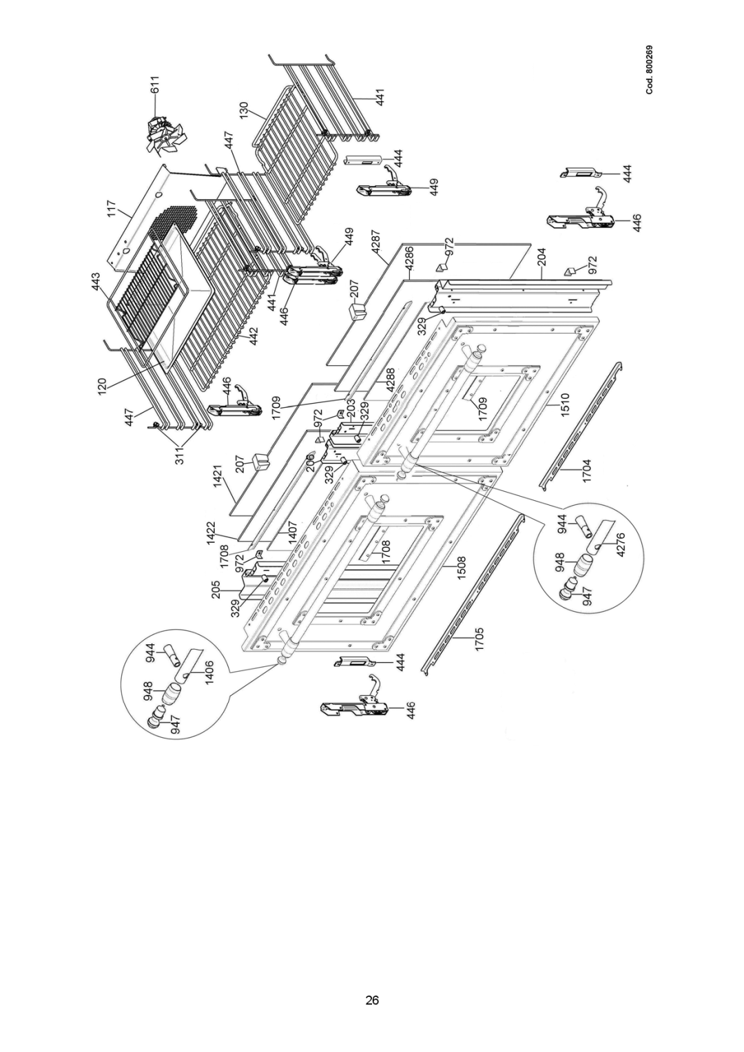 Bertazzoni H48 6G GGV CR, H48 6G GGV NE, H48 6G GGV VI dimensions 