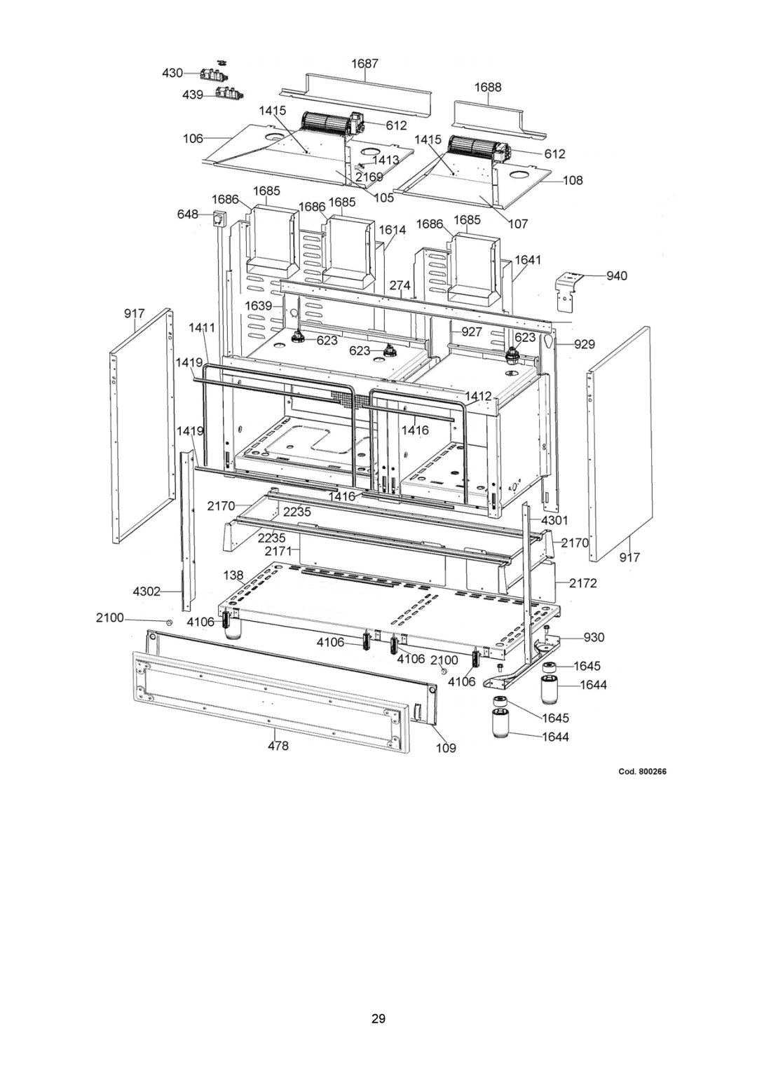 Bertazzoni H48 6G GGV CR, H48 6G GGV NE, H48 6G GGV VI dimensions 