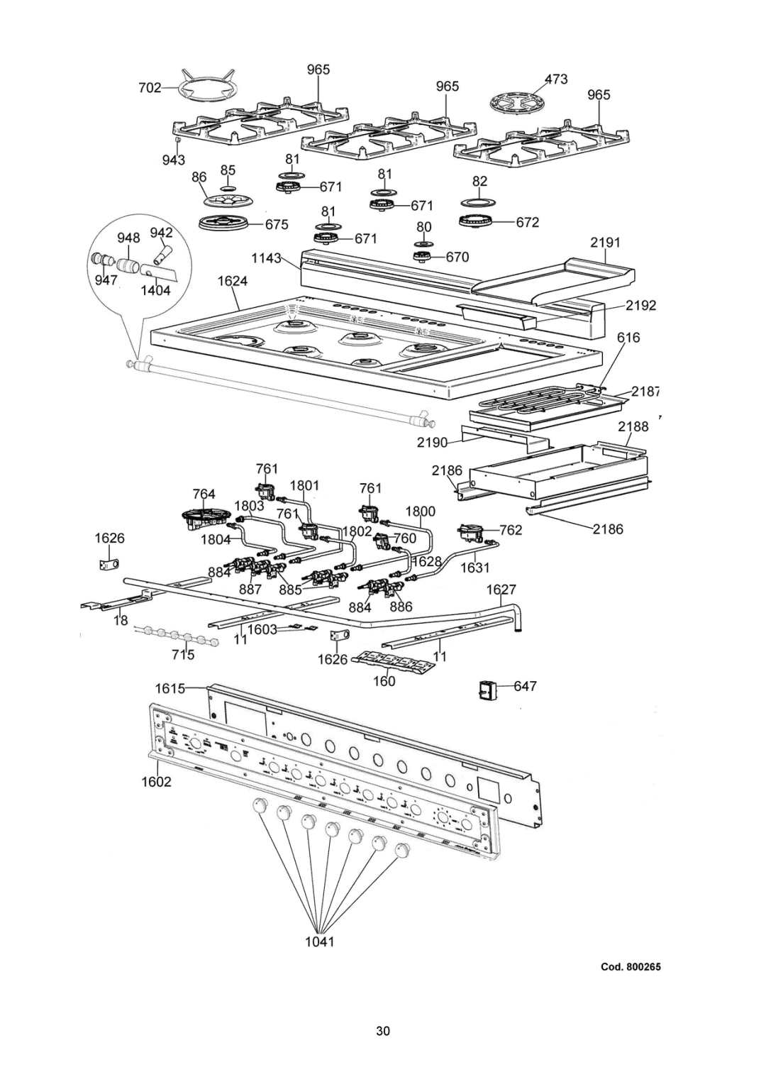 Bertazzoni H48 6G GGV NE, H48 6G GGV VI, H48 6G GGV CR dimensions 