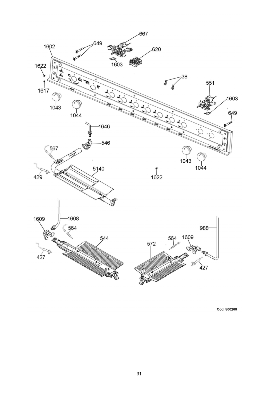 Bertazzoni H48 6G GGV VI, H48 6G GGV NE, H48 6G GGV CR dimensions 