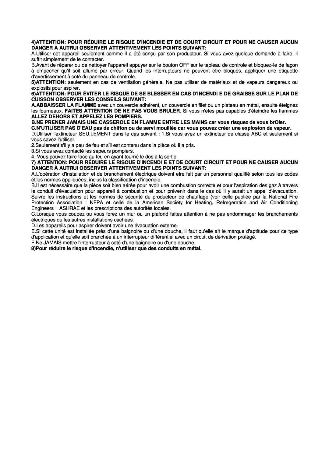 Bertazzoni K36 CON X/01, K48 CON X/01 manual Allez Dehors Et Appelez Les Pompiers 