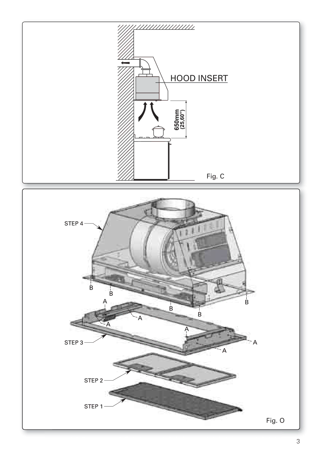 Bertazzoni KIN 36 PER X, KIN 30 PER X manual Hood Insert 