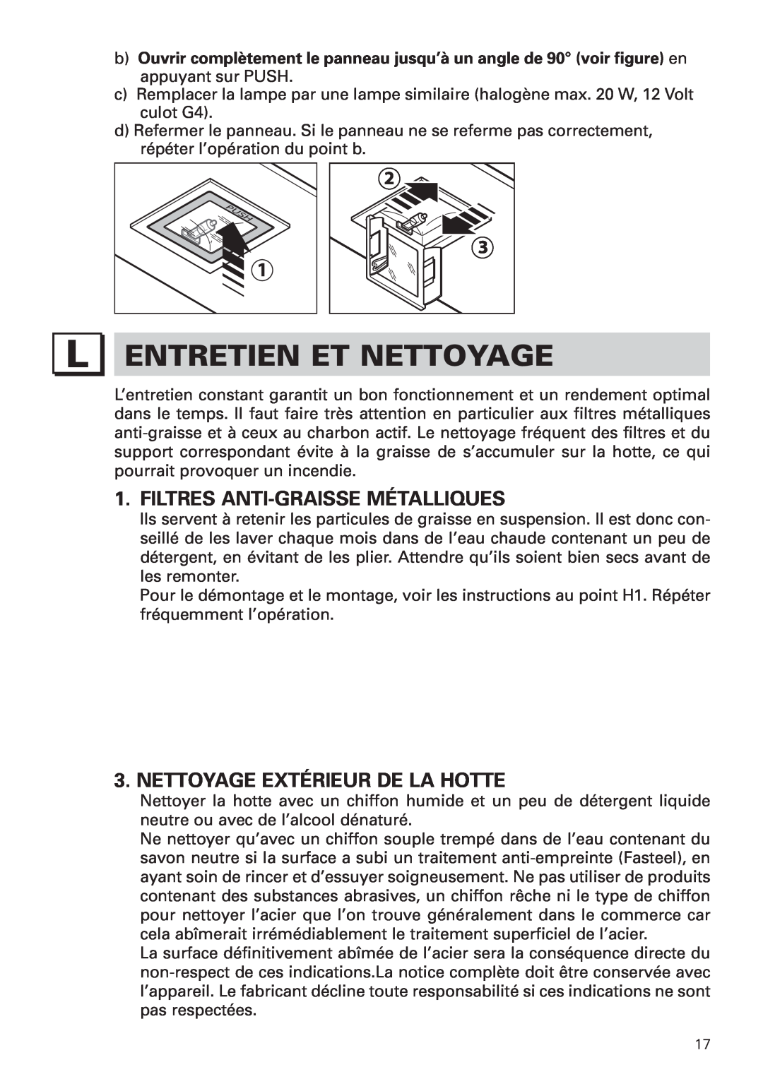 Bertazzoni KIN 36 PER X manual Entretien Et Nettoyage, Filtres Anti-Graissemétalliques, Nettoyage Extérieur De La Hotte 