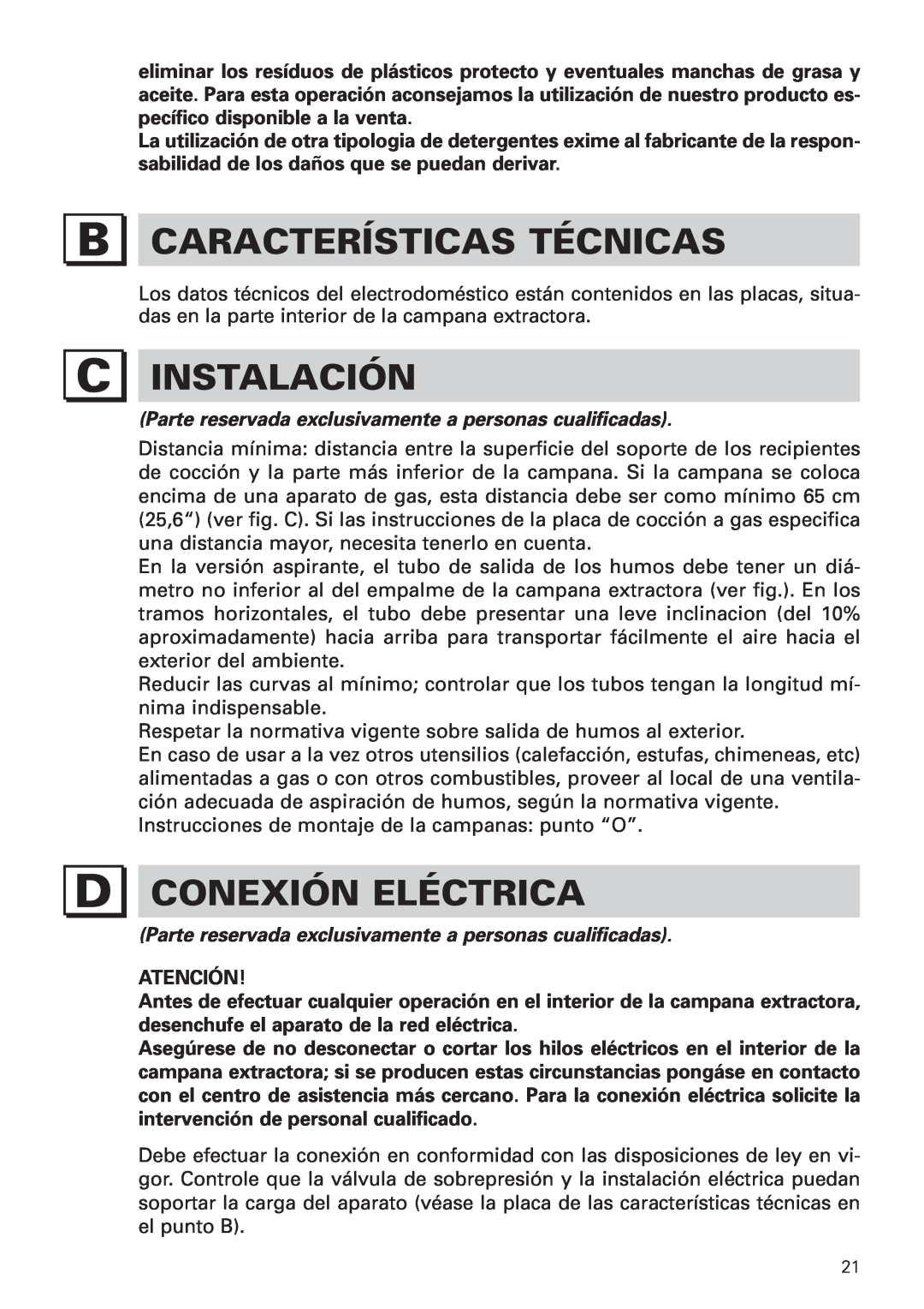 Bertazzoni KIN 36 PER X, KIN 30 PER X manual Características Técnicas, Instalación, Conexión Eléctrica 
