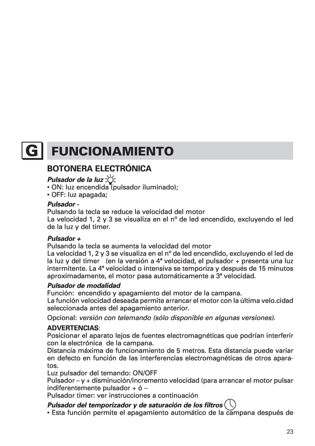 Bertazzoni KIN 36 PER X, KIN 30 PER X manual Funcionamiento, Botonera Electrónica 
