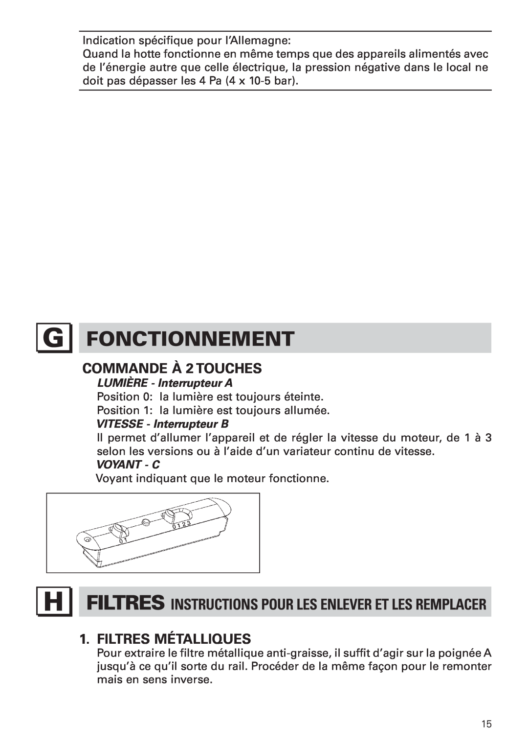 Bertazzoni KIN 36 PRO X manual Fonctionnement, COMMANDE À 2 TOUCHES, Filtres Métalliques 
