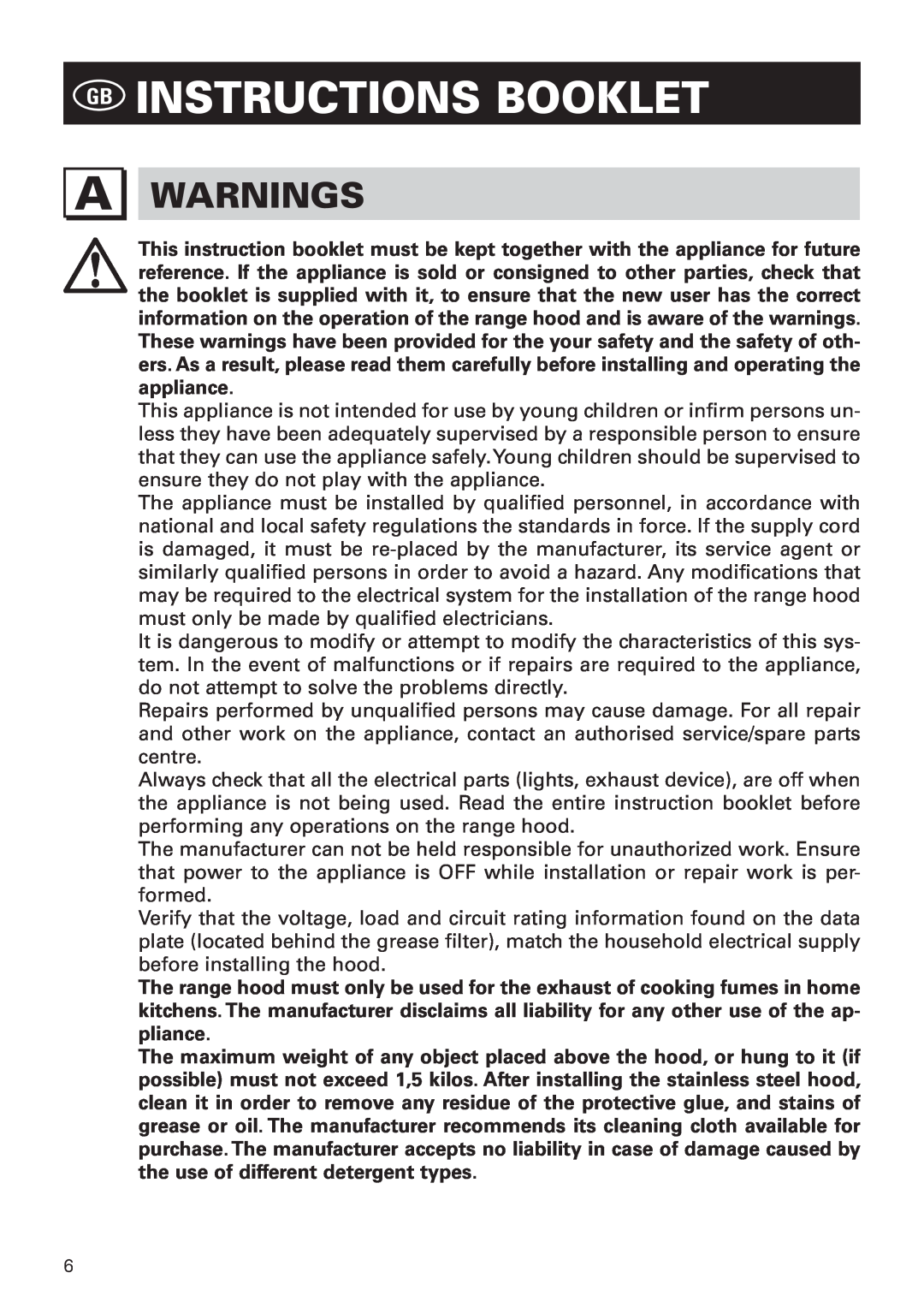 Bertazzoni KIN 36 PRO X manual Gb Instructions Booklet, Warnings 