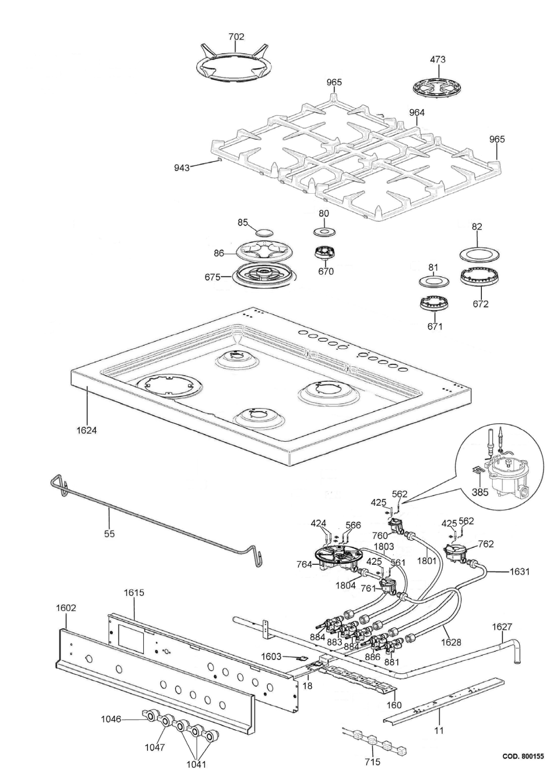 Bertazzoni X304GGVX, M7S0GTU4X(2 OR 5)A dimensions 