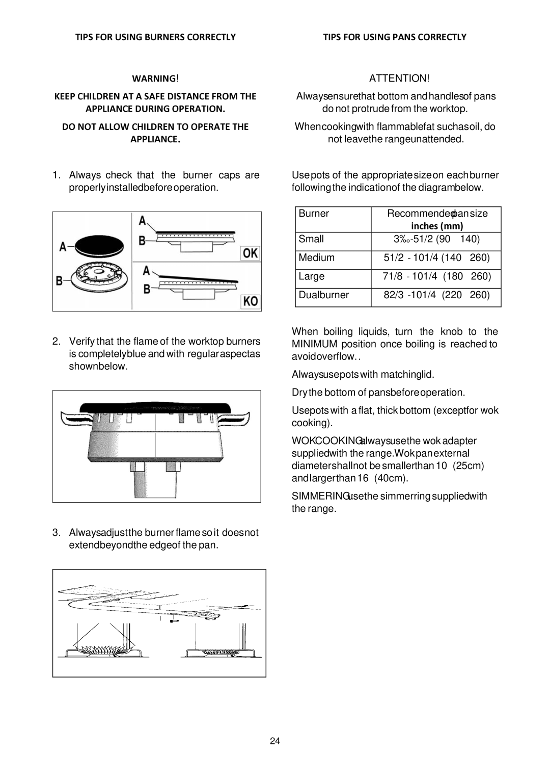 Bertazzoni MAS30 4 GAS XT, MAS30 4 GAS XE manual Tips for Using Pans Correctly 