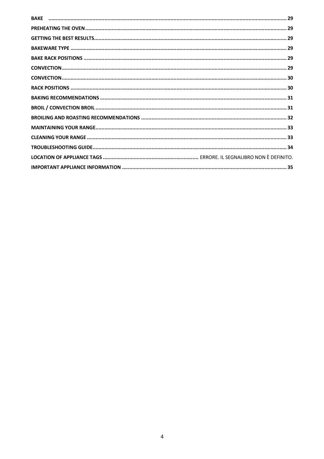 Bertazzoni MAS304DFMXE, M7S06ZA7X5DUG manual Important Appliance Information 