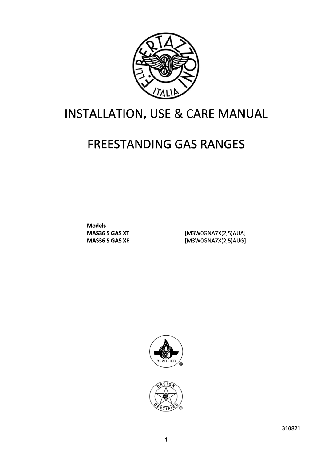 Bertazzoni MAS365GASXT, MAS365GASXE manual MAS36 5 GAS XT, MAS36 5 GAS XE 