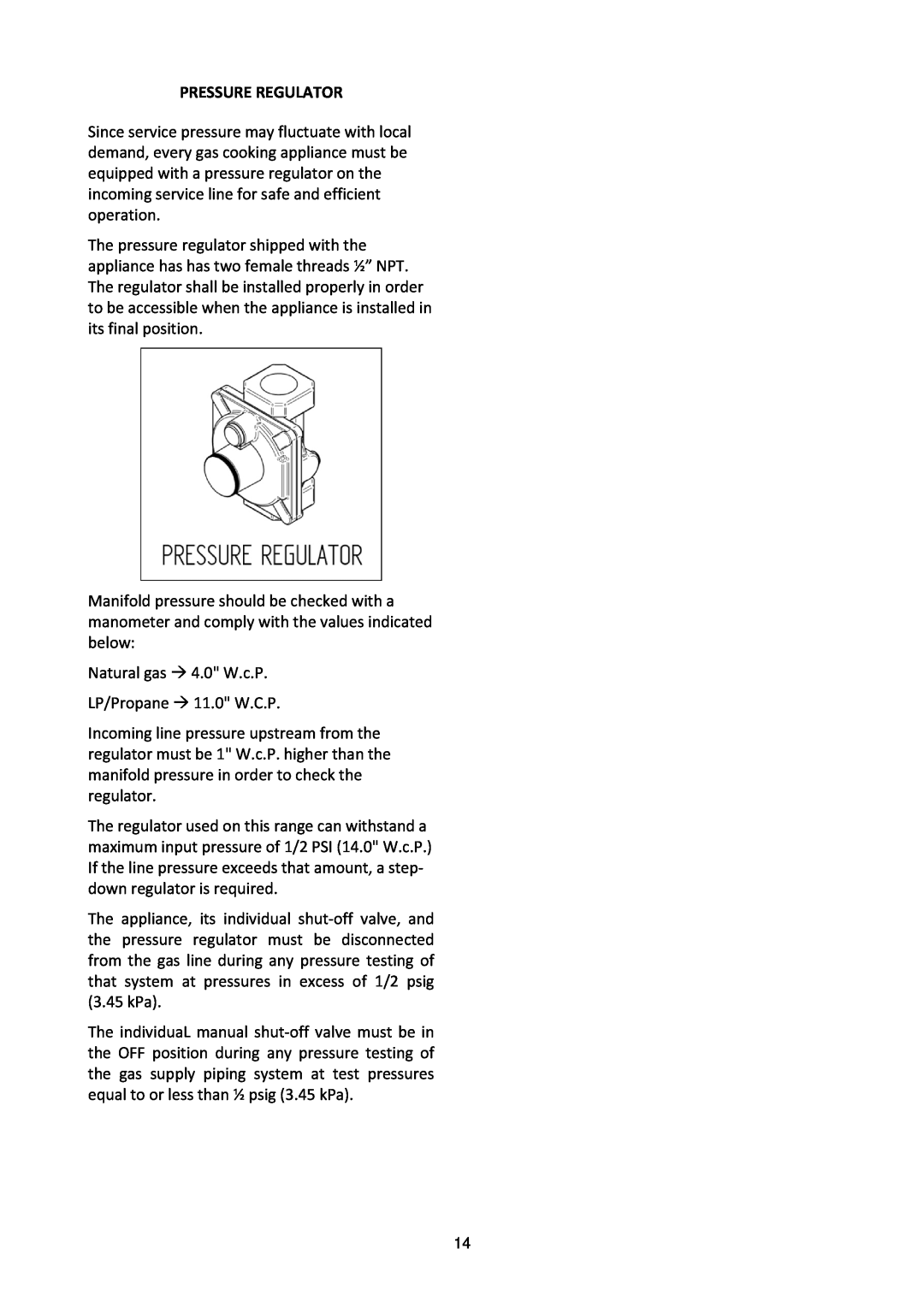 Bertazzoni MAS365GASXE, MAS365GASXT manual Pressure Regulator 