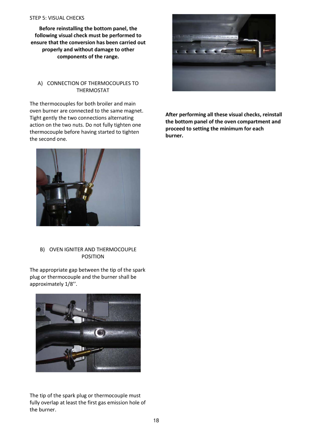 Bertazzoni MAS365GASXELP, MAS365GASXTLP manual Visual Checks 