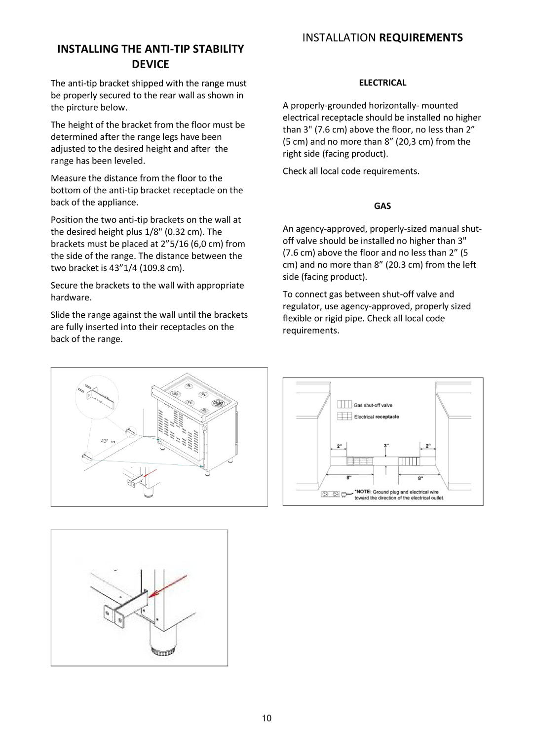 Bertazzoni MAS486GGASXT dimensions Device, Electrical, Gas 