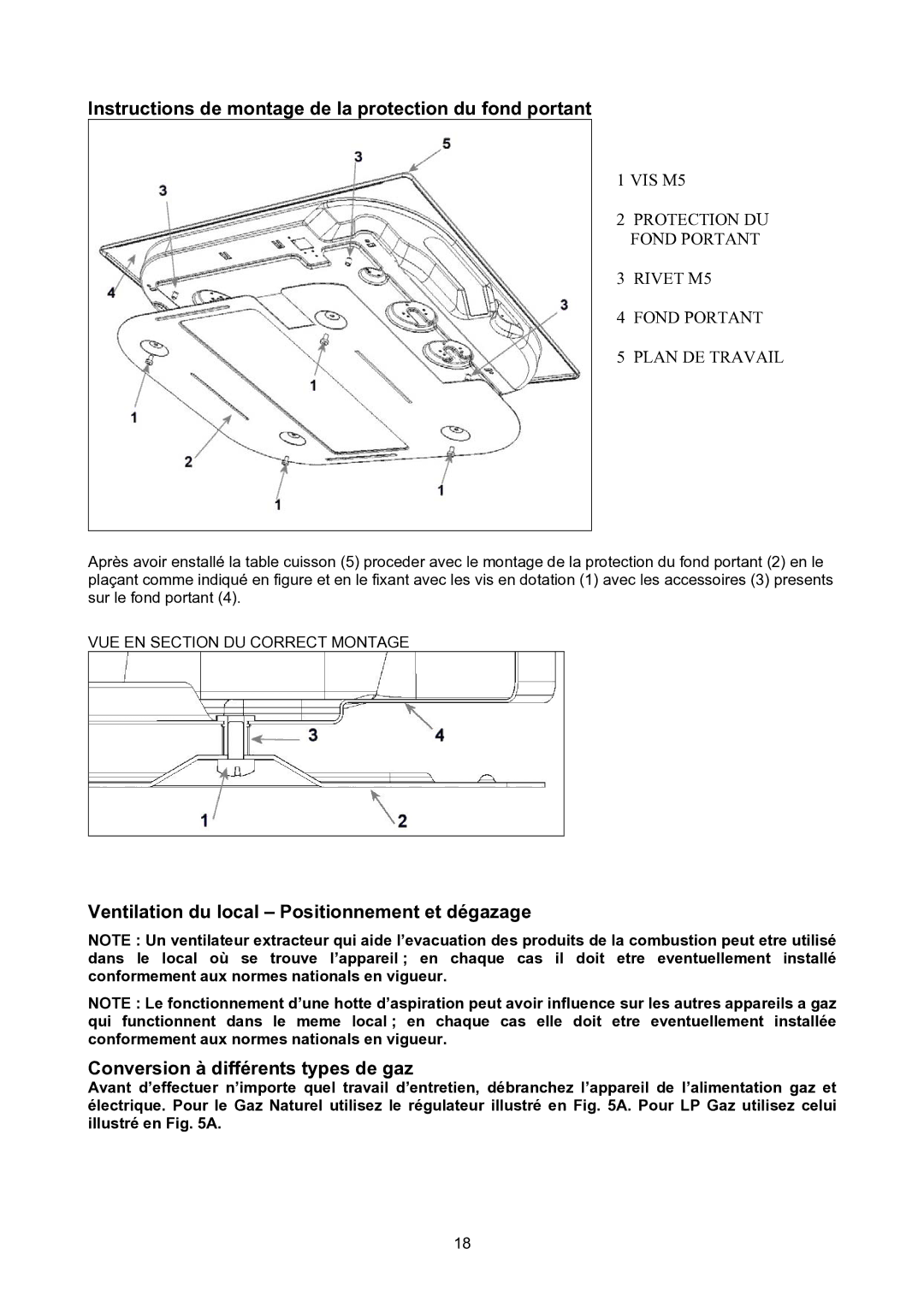 Bertazzoni P24400X manual Instructions de montage de la protection du fond portant 