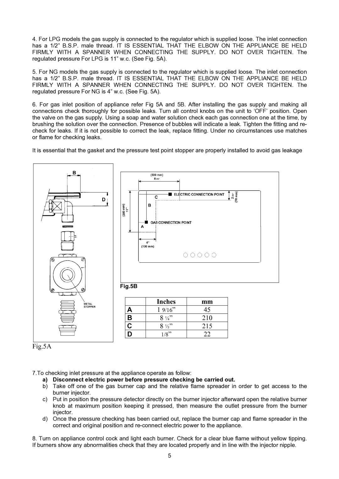 Bertazzoni P24400X manual Inches 