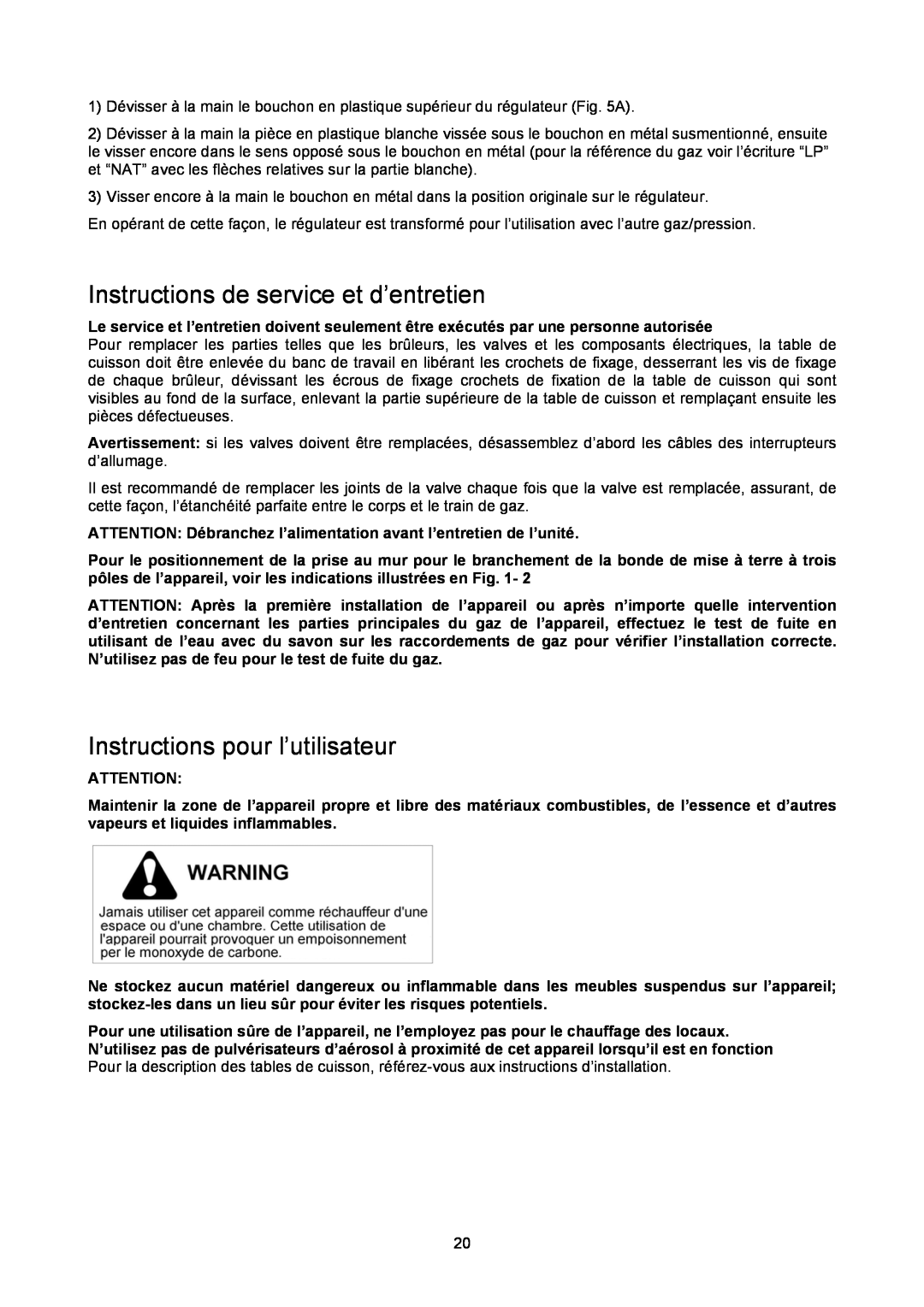 Bertazzoni P24400X manual Instructions de service et d’entretien, Instructions pour l’utilisateur 