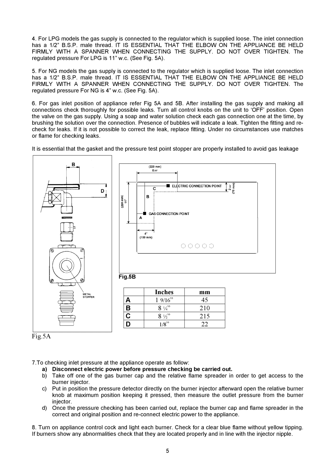 Bertazzoni P34 5 00 X dimensions Inches 