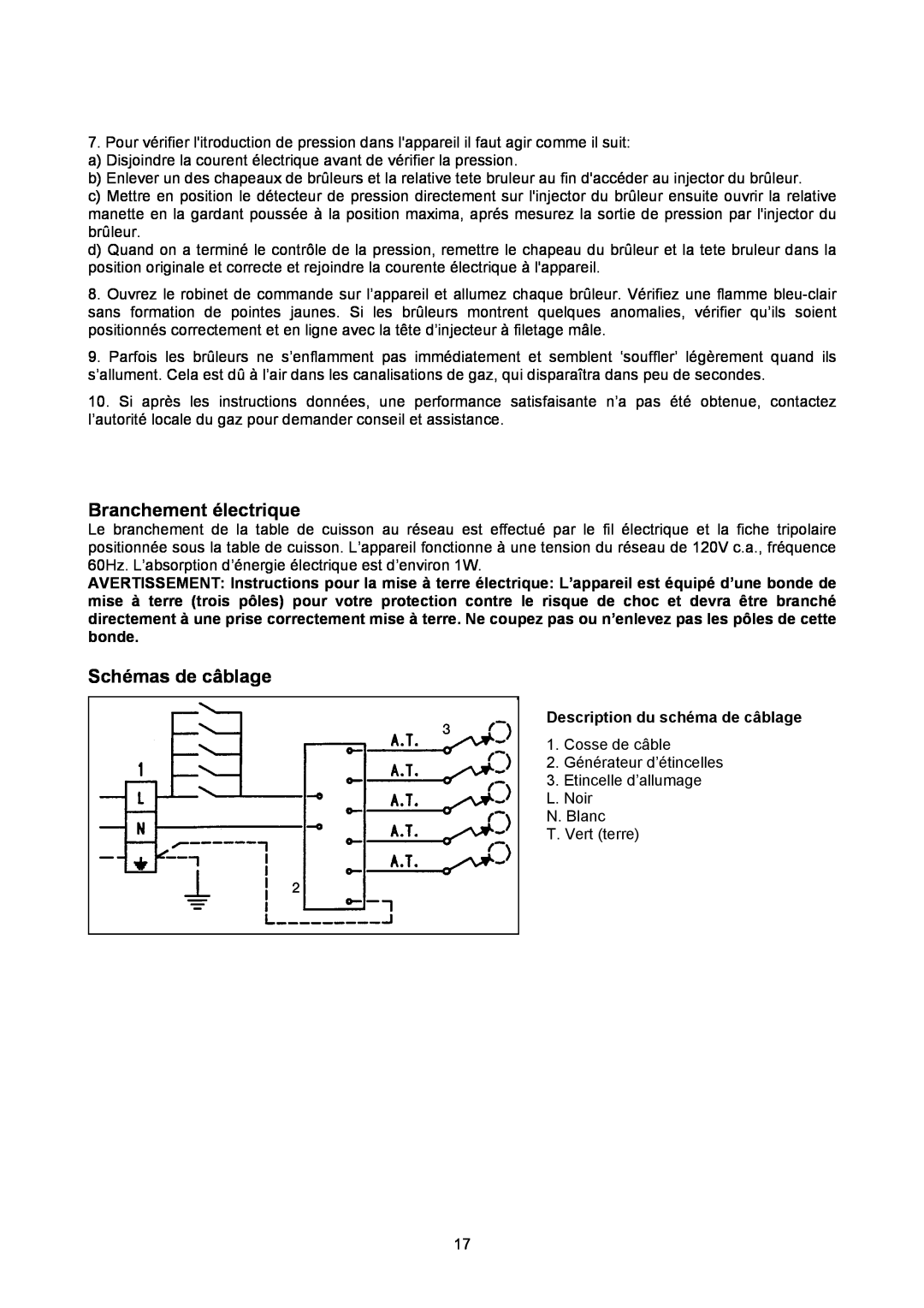 Bertazzoni P34 5 00 X dimensions Branchement électrique, Schémas de câblage, Description du schéma de câblage 